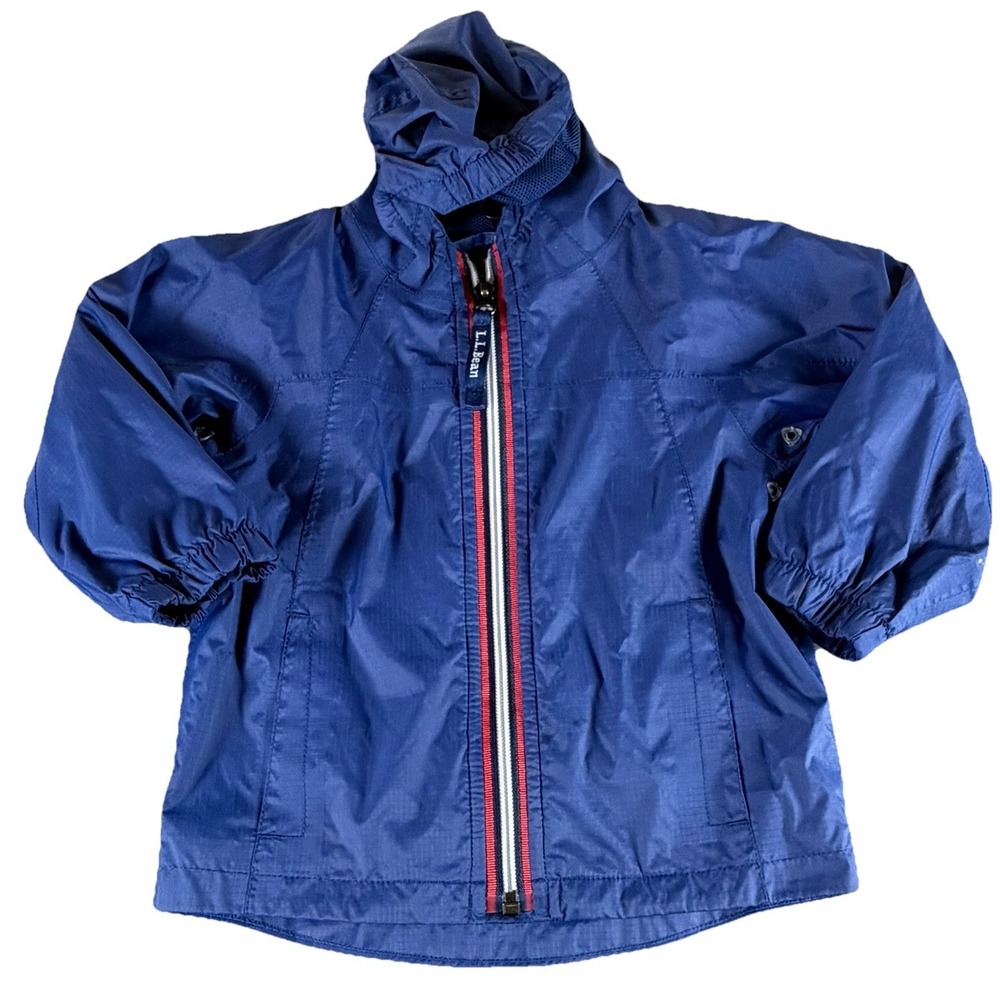 L.L.Bean Toddler Rain Jacket Blue Hooded Full Zip Lightweight 12-18M